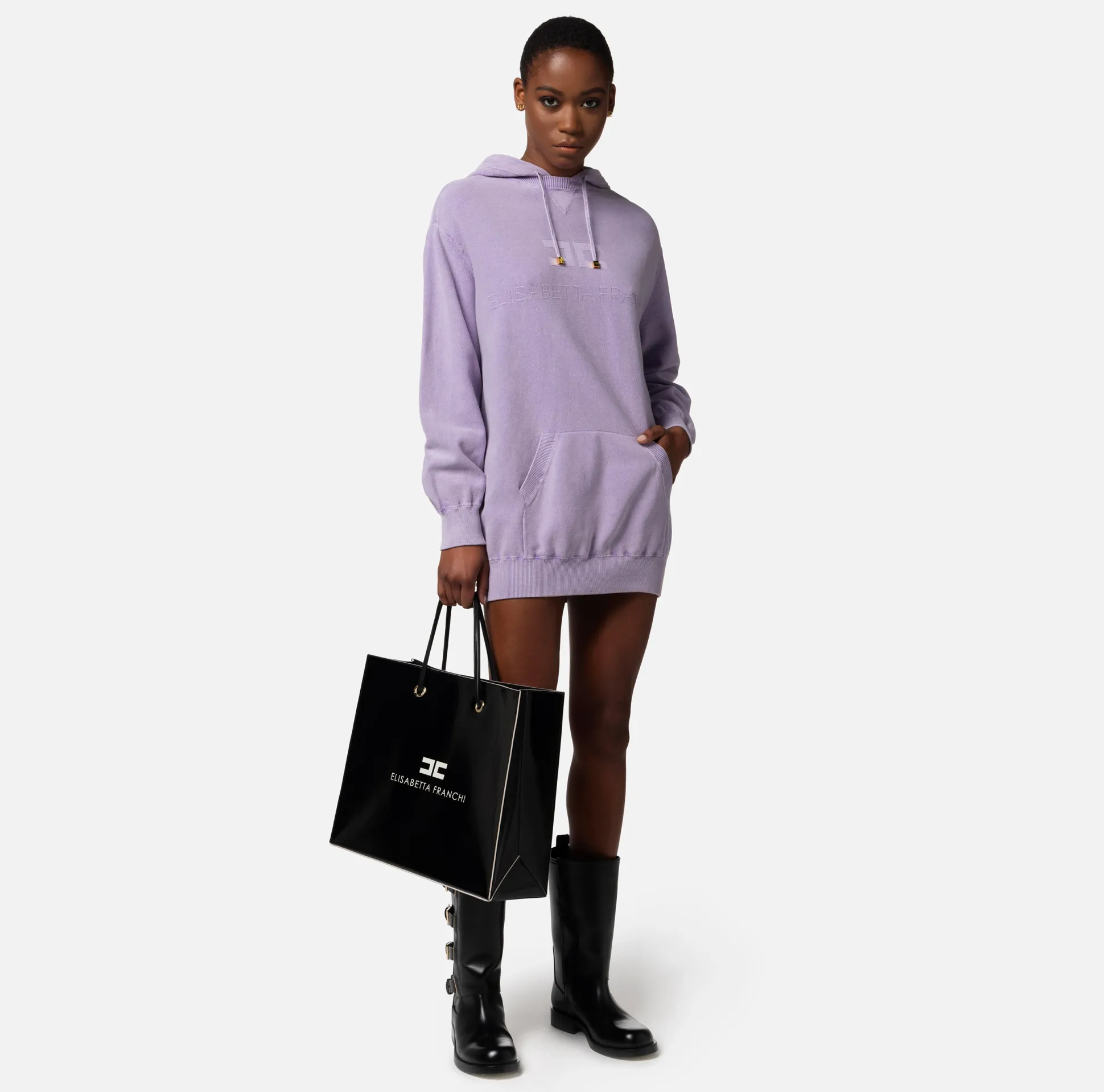 Elisabetta Franchi Abiti^Abito Felpa In Cotone Stone Wash