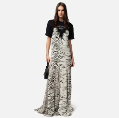 Elisabetta Franchi Abiti^Abito Lungo In Georgette Di Viscosa Stampa Animalier