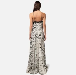 Elisabetta Franchi Abiti^Abito Lungo In Georgette Di Viscosa Stampa Animalier