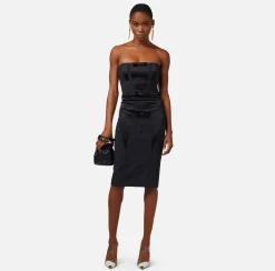 Elisabetta Franchi Abiti^Abito Midi In Crepe Con Fiocchi In Raso