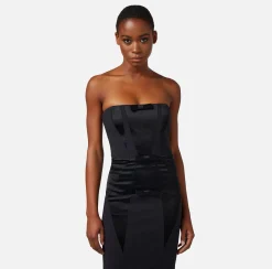 Elisabetta Franchi Abiti^Abito Midi In Crepe Con Fiocchi In Raso