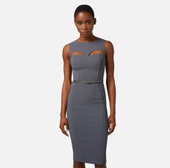 Elisabetta Franchi Abiti^Abito Midi In Tessuto Tecnico Con Cintura E Cut Out