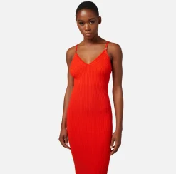 Elisabetta Franchi Abiti^Abito Midi In Viscosa A Costine Con Spalline