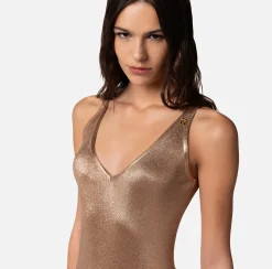 Elisabetta Franchi Abiti^Abito Midi In Viscosa Laminata Con Charms