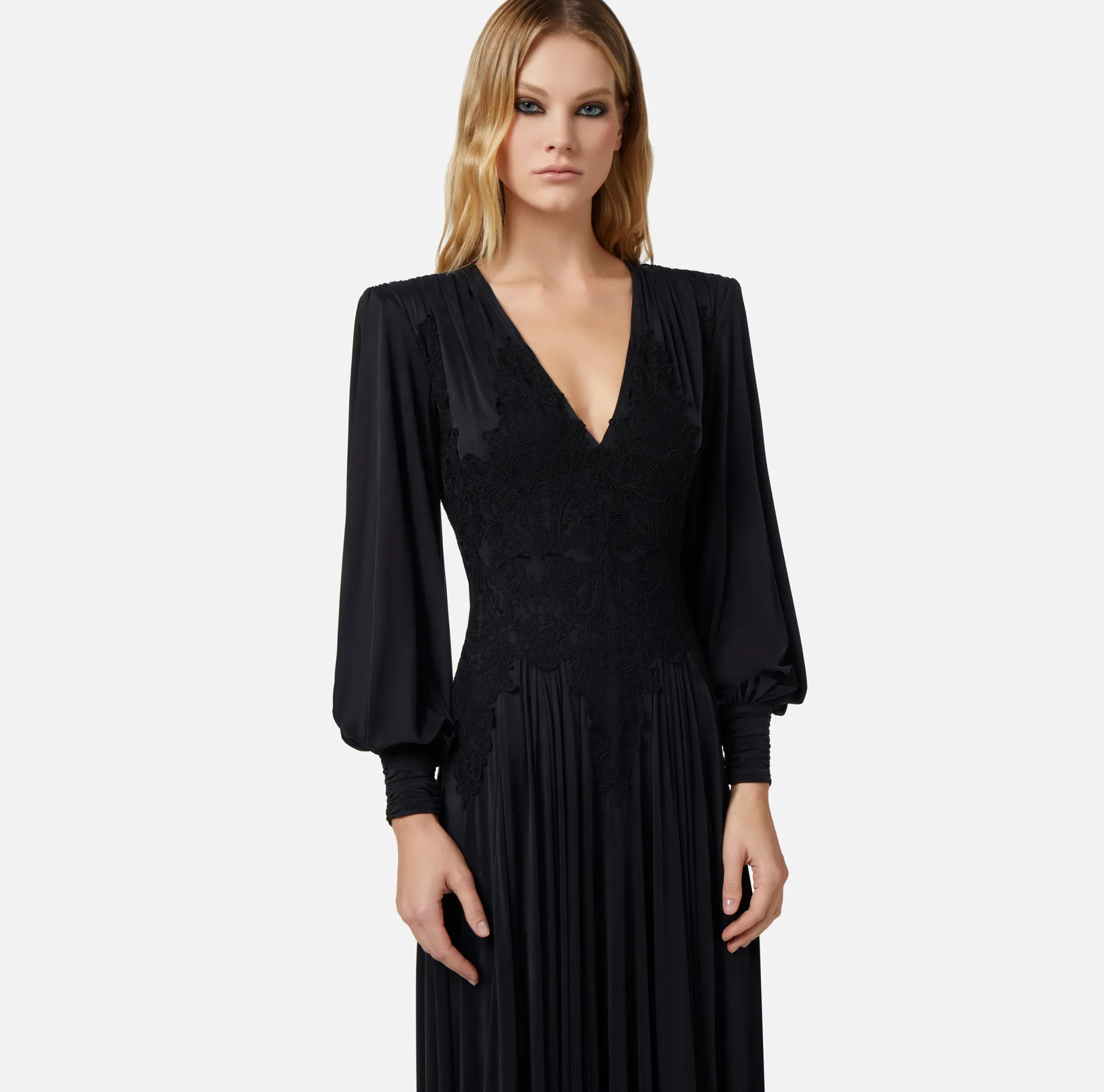 Elisabetta Franchi Red Carpet^Abito Red Carpet In Jersey Con Inserti In Pizzo