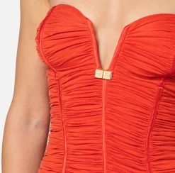 Elisabetta Franchi Abiti^Abito Red Carpet In Jersey Con Balza Di Tulle