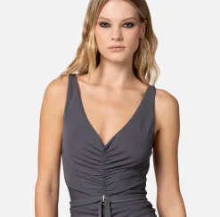 Elisabetta Franchi Abiti^Abito Red Carpet In Jersey Drappeggiato Con Piercing