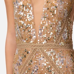 Elisabetta Franchi Abiti^Abito Red Carpet In Paillettes Con Ricami A Jour