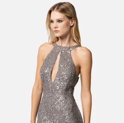 Elisabetta Franchi Abiti^Abito Red Carpet In Tulle Ricamato Con Scollo All'Americana