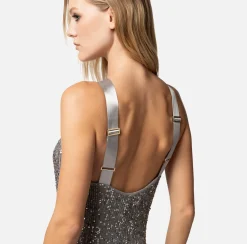 Elisabetta Franchi Abiti^Abito Red Carpet In Tulle Ricamato Con Scollo All'Americana