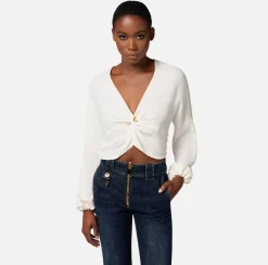 Elisabetta Franchi Camicie E Bluse^Blusa Cropped In Georgette Di Viscosa Con Nodo