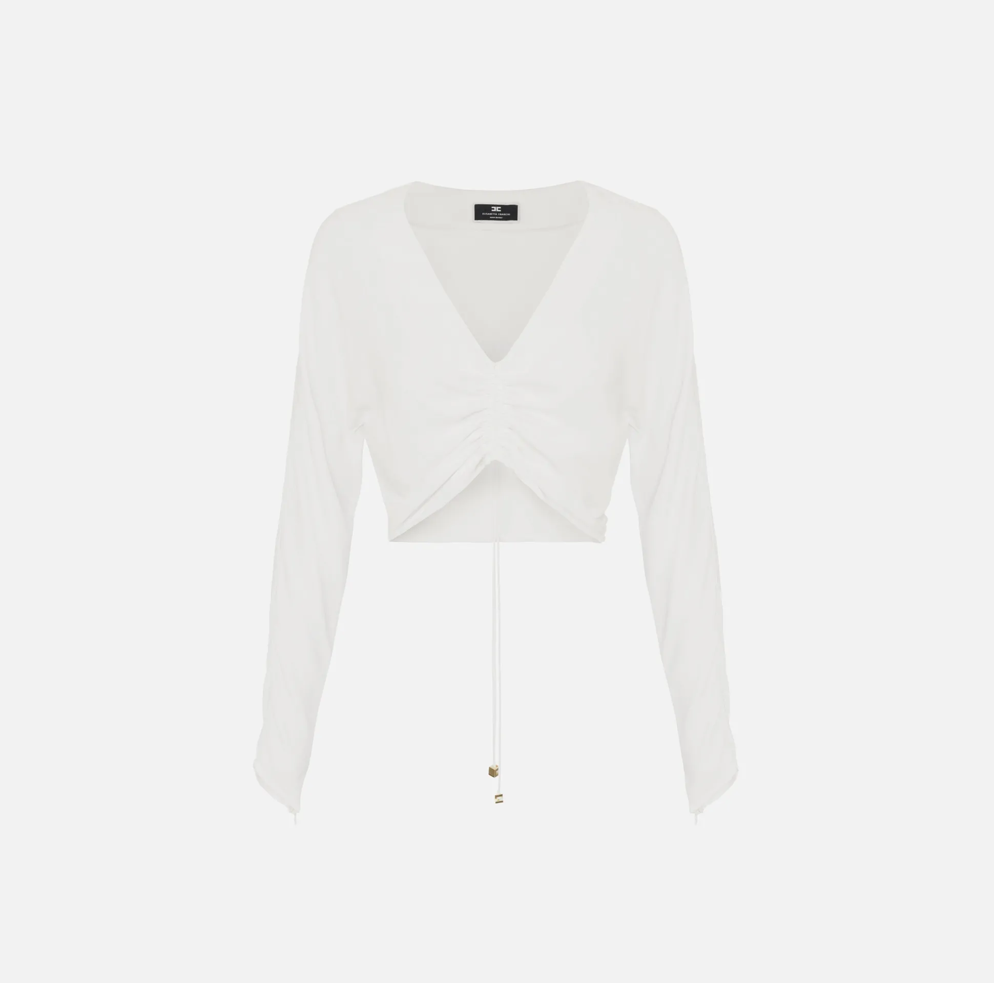 Elisabetta Franchi Camicie E Bluse^Blusa Cropped In Georgette Di Viscosa Con Coulisse