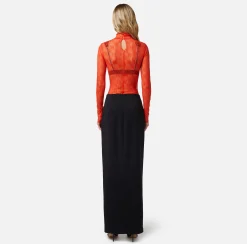 Elisabetta Franchi Top, T-Shirt & Body^Body A Maniche Lunghe In Tulle Logo