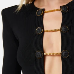 Elisabetta Franchi Top, T-Shirt & Body^Body A Maniche Lunghe In Viscosa Con Bottone Gemello