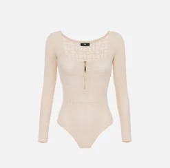 Elisabetta Franchi Top, T-Shirt & Body^Body A Maniche Lunghe In Viscosa Punto Traforato