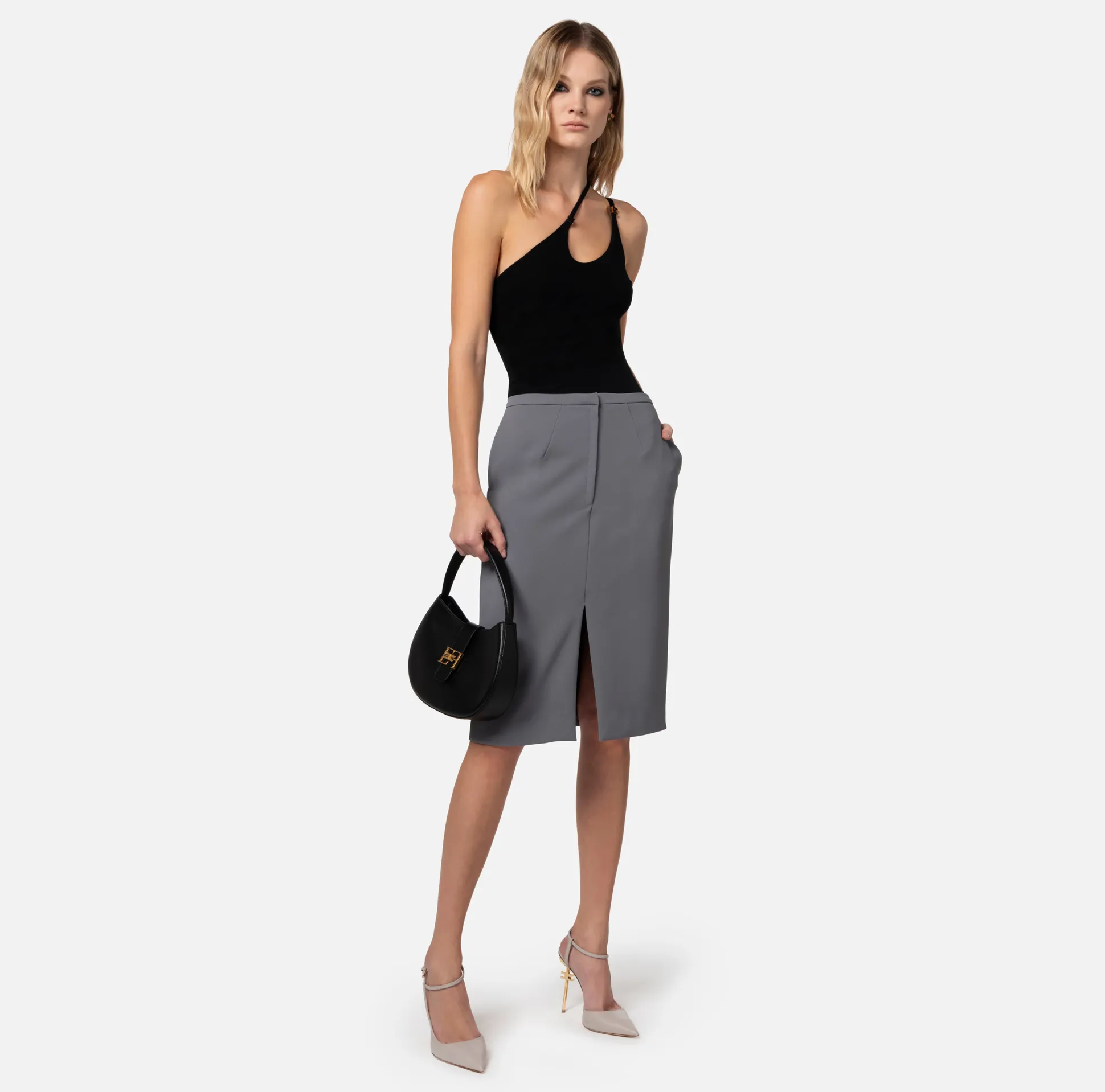 Elisabetta Franchi Top, T-Shirt & Body^Body In Jersey Con Scollo Asimmetrico