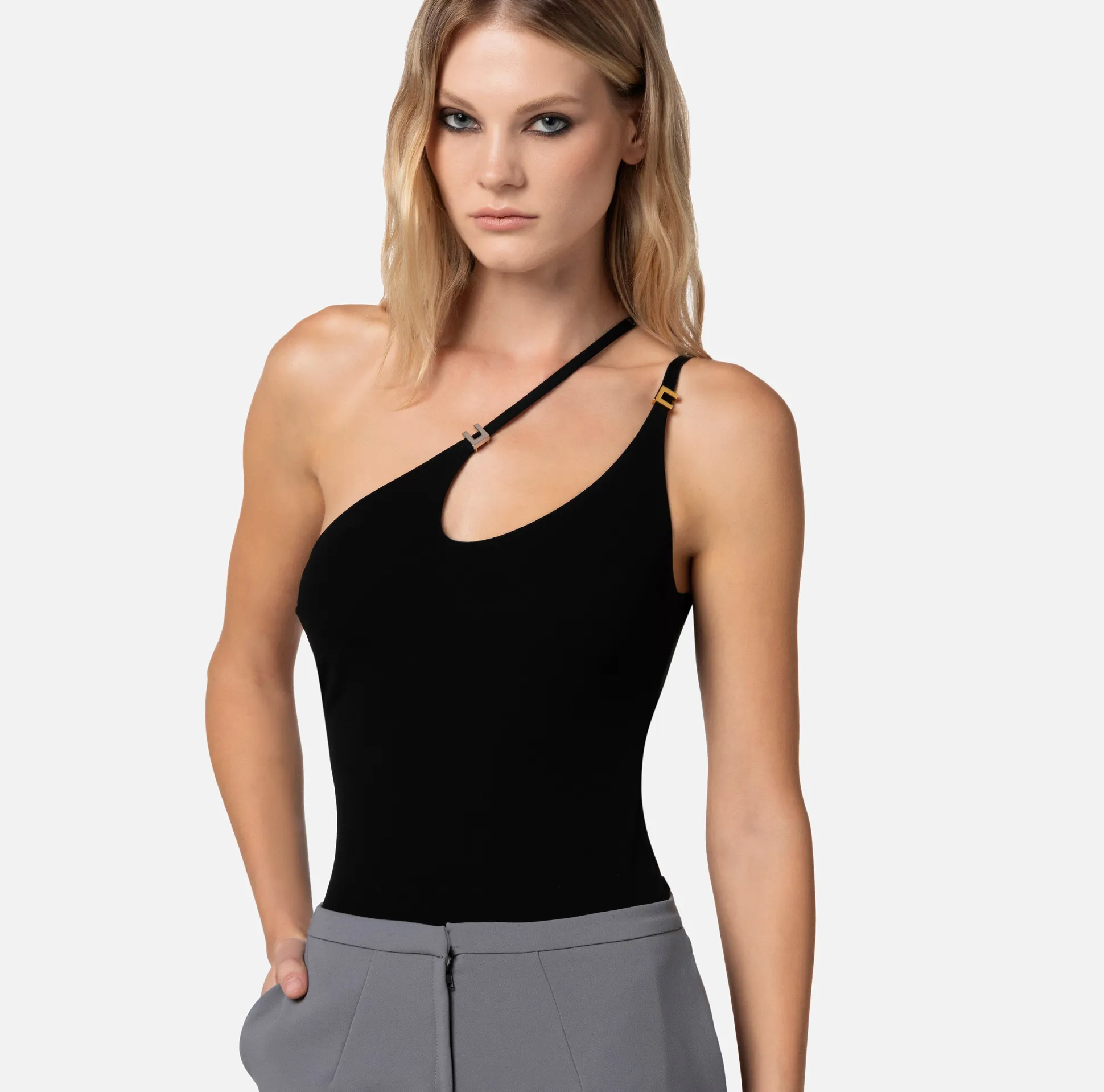 Elisabetta Franchi Top, T-Shirt & Body^Body In Jersey Con Scollo Asimmetrico