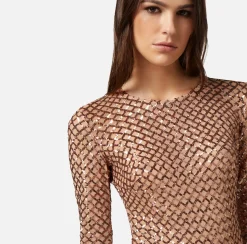 Elisabetta Franchi Top, T-Shirt & Body^Body In Paillettes Chevron