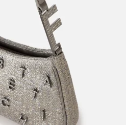 Elisabetta Franchi Borse A Spalla^Borsa A Spalla In Tweed Lurex Con Lettering Di Strass
