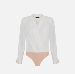 Elisabetta Franchi Top, T-Shirt & Body^Camicia Body Incrociata In Georgette Di Viscosa Con Gemello