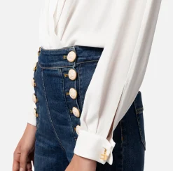 Elisabetta Franchi Top, T-Shirt & Body^Camicia Body Incrociata In Georgette Di Viscosa Con Gemello