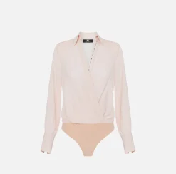 Elisabetta Franchi Top, T-Shirt & Body^Camicia Body In Georgette Incrociata Con Nastro Logato