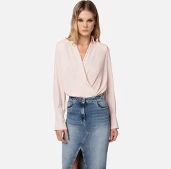 Elisabetta Franchi Top, T-Shirt & Body^Camicia Body In Georgette Incrociata Con Nastro Logato