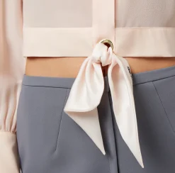 Elisabetta Franchi Camicie E Bluse^Camicia Cropped In Georgette Di Seta Con Nodo