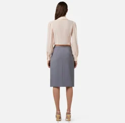 Elisabetta Franchi Camicie E Bluse^Camicia Cropped In Georgette Di Seta Con Nodo