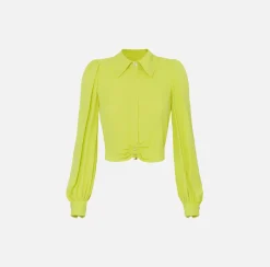 Elisabetta Franchi Camicie E Bluse^Camicia Cropped In Georgette Di Viscosa Con Arriccio