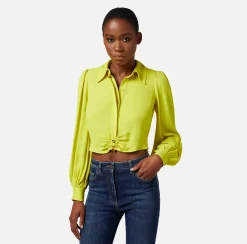 Elisabetta Franchi Camicie E Bluse^Camicia Cropped In Georgette Di Viscosa Con Arriccio