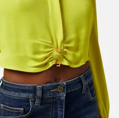 Elisabetta Franchi Camicie E Bluse^Camicia Cropped In Georgette Di Viscosa Con Arriccio