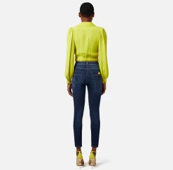 Elisabetta Franchi Camicie E Bluse^Camicia Cropped In Georgette Di Viscosa Con Arriccio