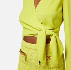 Elisabetta Franchi Camicie E Bluse^Camicia Cropped In Georgette Di Viscosa Con Nodo