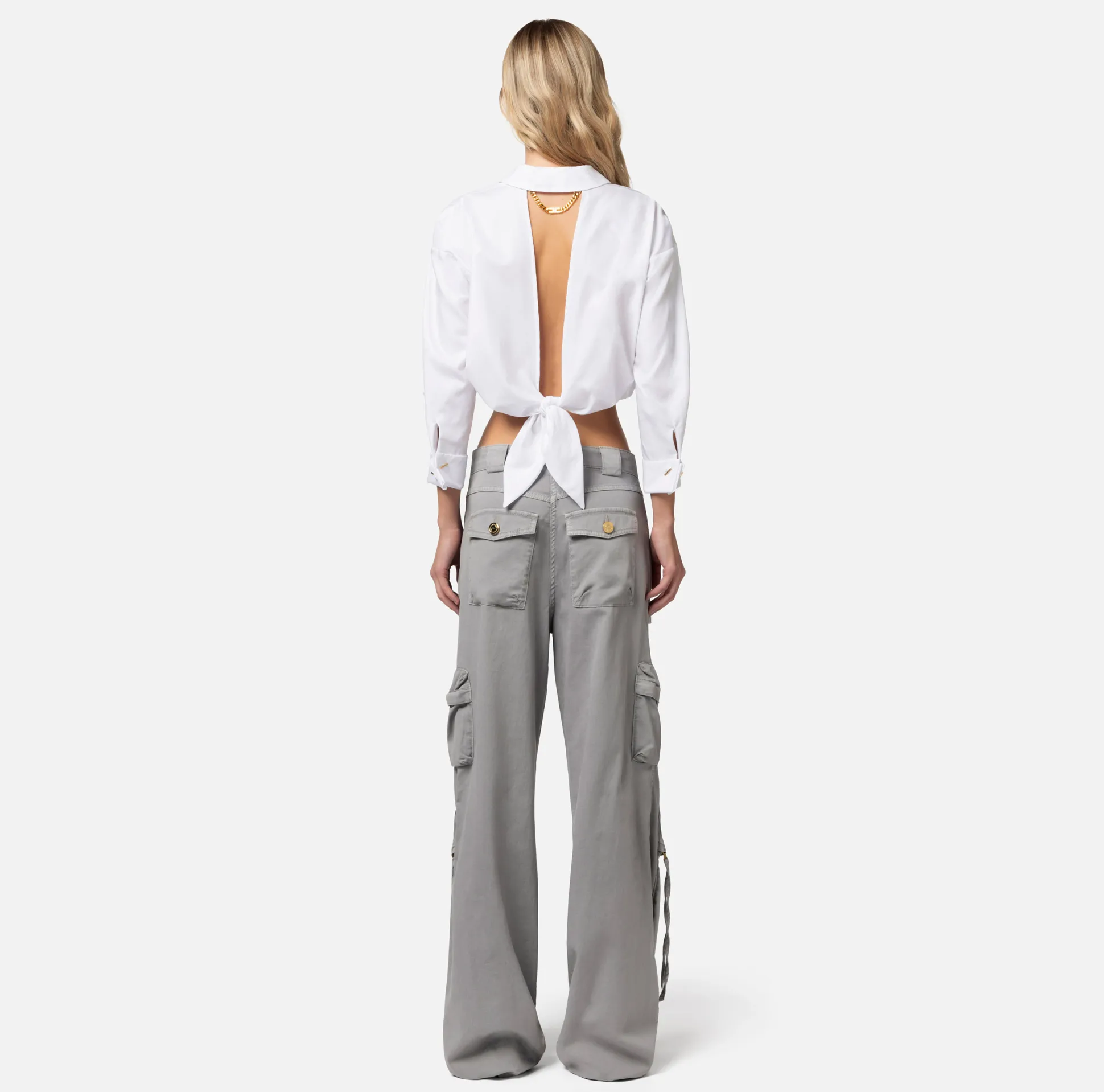 Elisabetta Franchi Camicie E Bluse^Camicia Cropped In Popeline Di Cotone