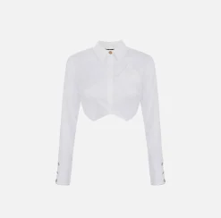 Elisabetta Franchi Camicie E Bluse^Camicia Cropped In Popeline Di Cotone
