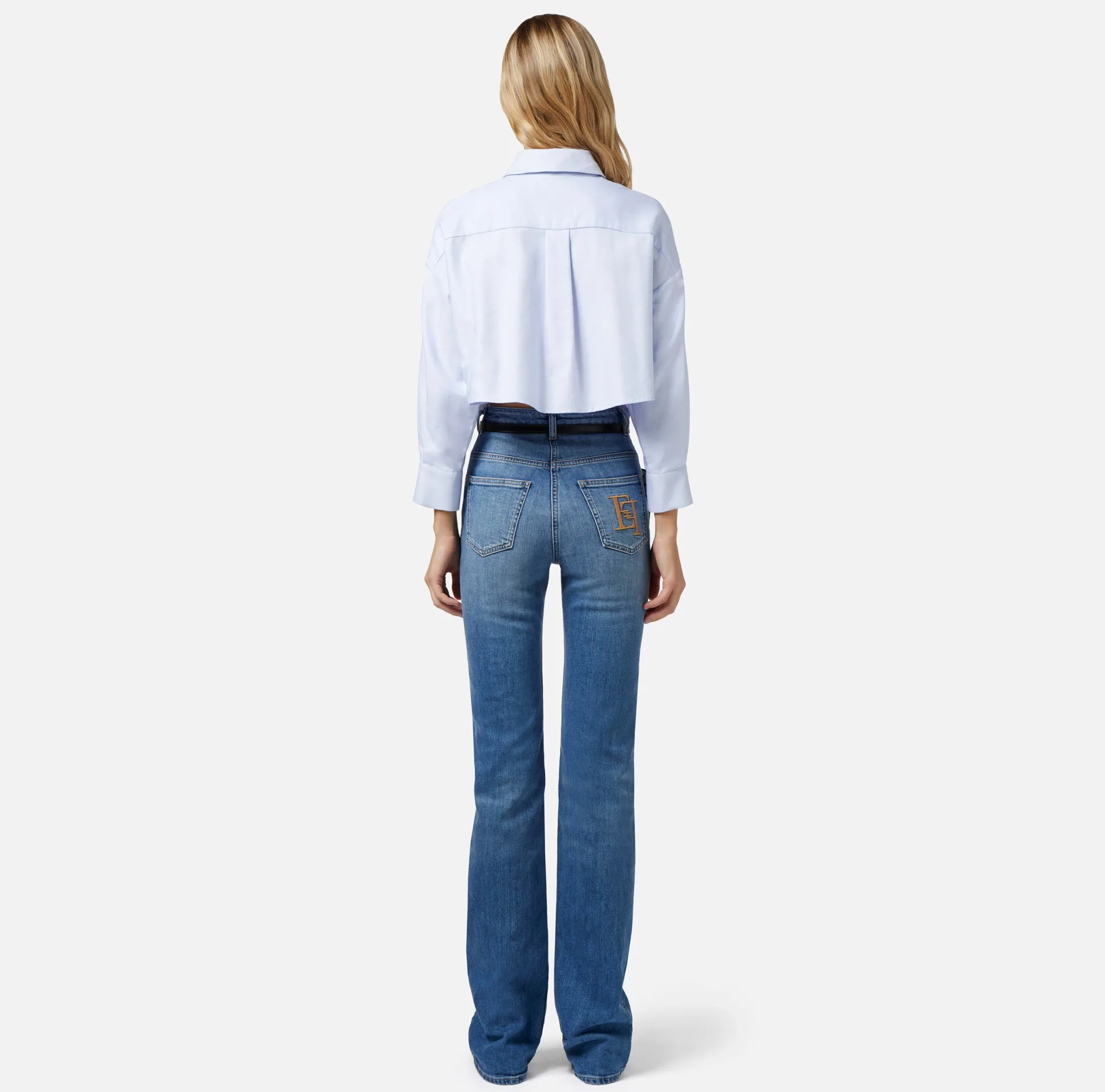 Elisabetta Franchi Camicie E Bluse^Camicia Cropped In Popeline Di Cotone