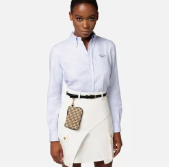 Elisabetta Franchi Camicie E Bluse^Camicia Dritta In Popeline Di Cotone Con Ricamo Logo