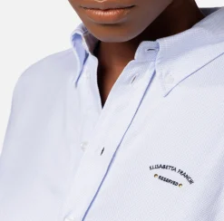 Elisabetta Franchi Camicie E Bluse^Camicia Dritta In Popeline Di Cotone Con Ricamo Logo