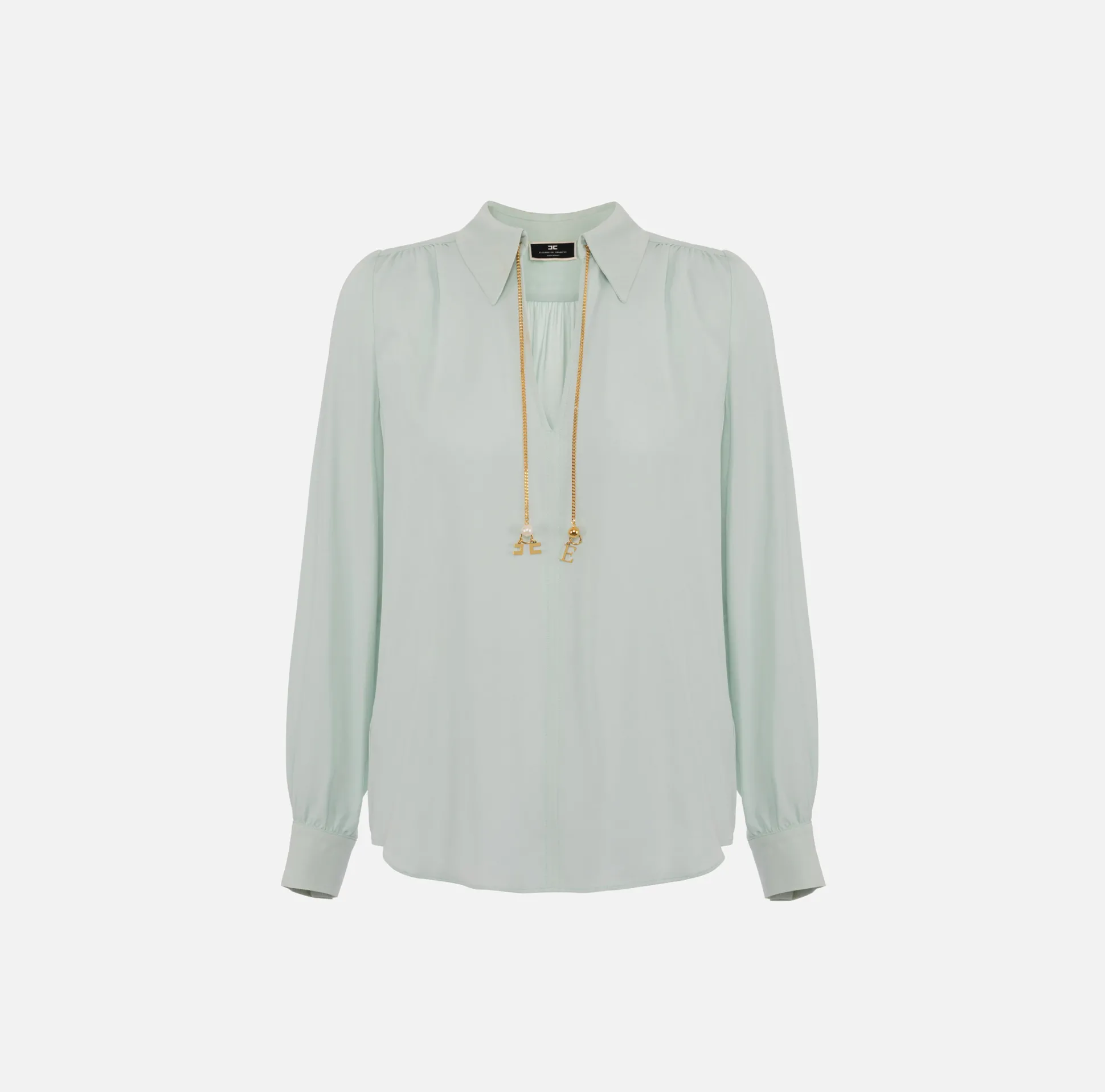 Elisabetta Franchi Camicie E Bluse^Camicia In Georgette Di Viscosa Con Accessorio Sul Collo