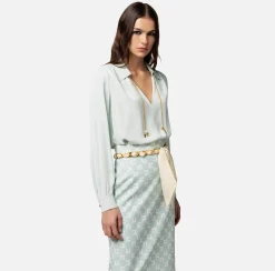Elisabetta Franchi Camicie E Bluse^Camicia In Georgette Di Viscosa Con Accessorio Sul Collo