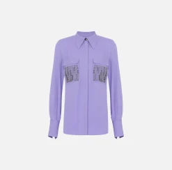 Elisabetta Franchi Camicie E Bluse^Camicia In Georgette Di Viscosa Con Tasche Ricamate