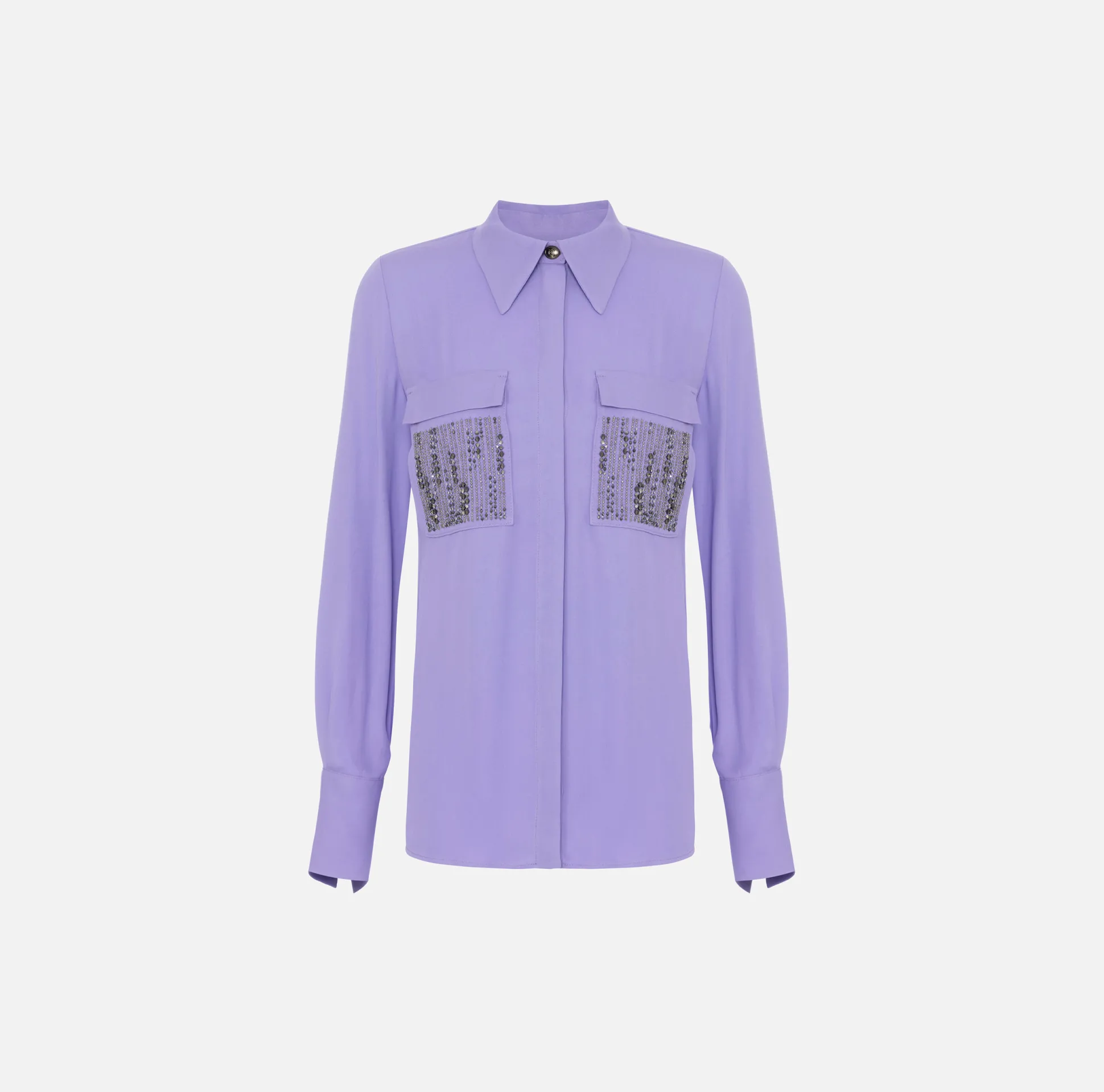Elisabetta Franchi Camicie E Bluse^Camicia In Georgette Di Viscosa Con Tasche Ricamate