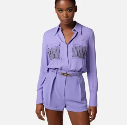 Elisabetta Franchi Camicie E Bluse^Camicia In Georgette Di Viscosa Con Tasche Ricamate