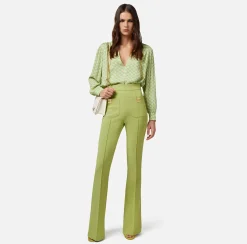 Elisabetta Franchi Camicie E Bluse^Camicia In Georgette Di Viscosa Stampa Logo Con Accessorio Sul Collo