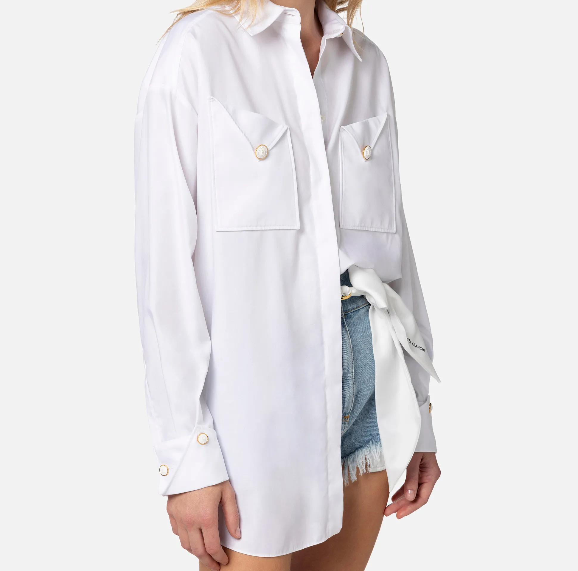 Elisabetta Franchi Camicie E Bluse^Camicia In Popeline Di Cotone Con Tasche