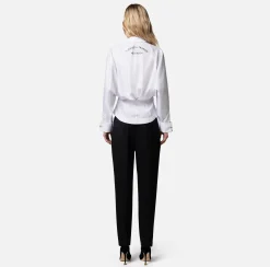Elisabetta Franchi Camicie E Bluse^Camicia In Popeline Di Cotone Con Arricciatura