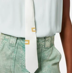 Elisabetta Franchi Camicie E Bluse^Camicia Svasata In Georgette Di Viscosa Con Cravatta Lettering