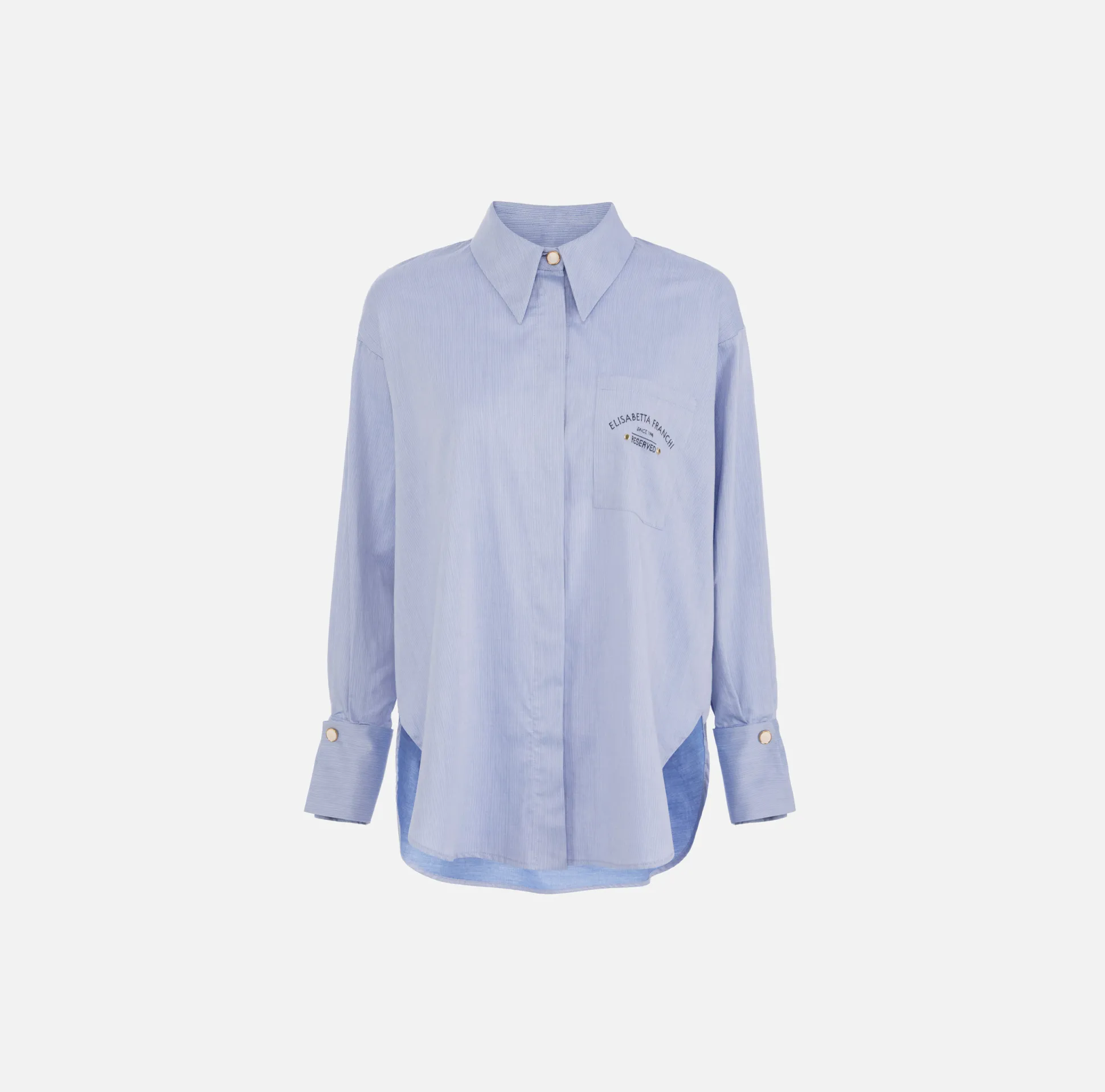 Elisabetta Franchi Camicie E Bluse^Camicia Svasata In Popeline Di Cotone Con Ricamo Logo
