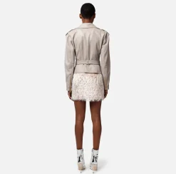 Elisabetta Franchi Giacche & Trench^Chiodo In Pelle Con Cintura